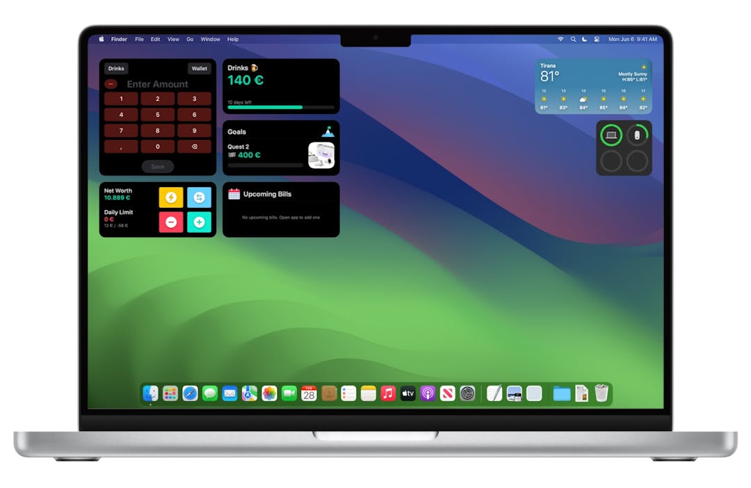 macOS 14 Sonoma is out and MoneyCoach is ready to go, with two great improvements for your widgets: they’re interactive and available on your desktop.